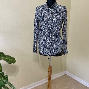 J.Crew Liberty Art Fabrics Women's  Button up Shirt Blue Ditzy Floral Size 00